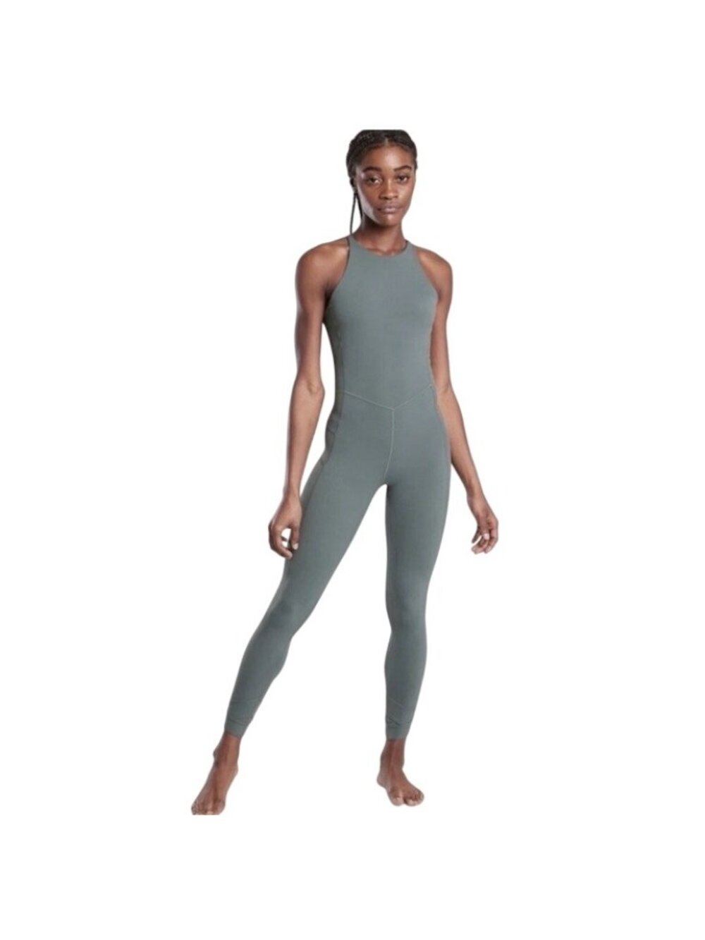 ATHLETA Elation Pirouette Bodysuit Women’s Small Gray Tight Yoga Barre Pilates